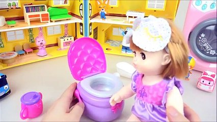 Baby doll and Pororo Toilet toy play