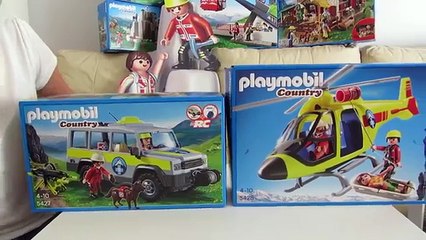 Playmobil coche de salvamento y helicóptero de rescate de montaña aventuras de Playmobil
