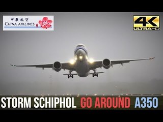 Video herunterladen: Plane Unable to Land at Schiphol Airport Amid Heavy Crosswinds