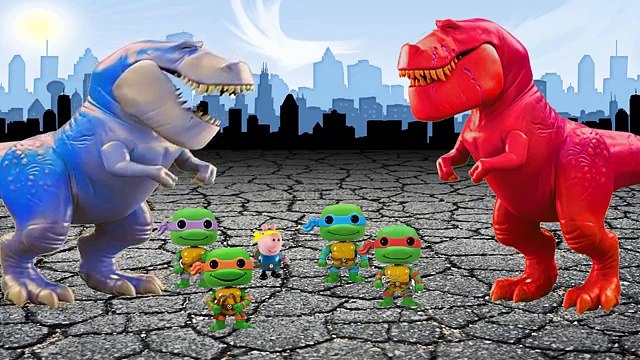Peppa Pig Novelinha George Pig e Tartarugas Ninjas TMNT vs dinossauro fogo e gelo totoykids