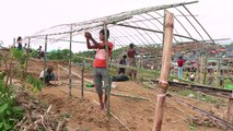 Desperate refugees build shelters in Bangladesh camp