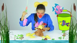 Çocuklar için Balıkçılık. oyuncaklar ile video Palyaço. kartal , Horoz ve Doktor Mcstuffins