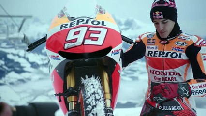 MotoGPマシン×雪山。マルケスがあり得ないデモランを実施