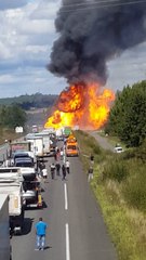 Un camion rempli de bonbonnes de gaz explose sur une route nationale