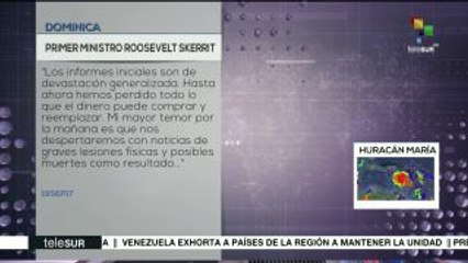 Primer ministro de Dominica afirma que huracán María devastó la isla
