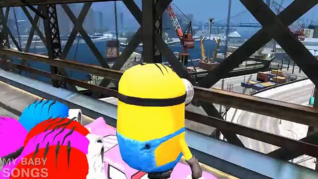 Minions COLORS drive Lightning McQueen Cars with Children Songs
