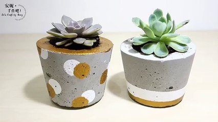 手作水泥盆栽 with 多肉植物, Concrete Planter | 安妮手作吧！