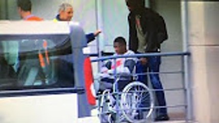 Barcelona star Ousmane Dembele in wheelchair following thigh injury which will keep him out for four