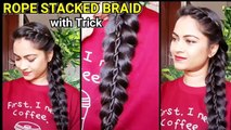 Easy Trick to ROPE STACKED BRAID GIVEAWAY// Easy Hairstyles for long hair for school/college/office