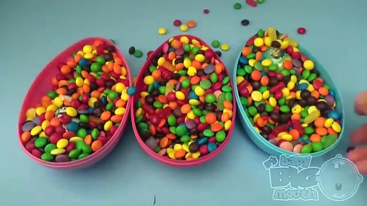 Hidden Surprises in 3 HUGE GIANT JUMBO Surprise Eggs Filled with Candy! Part 5