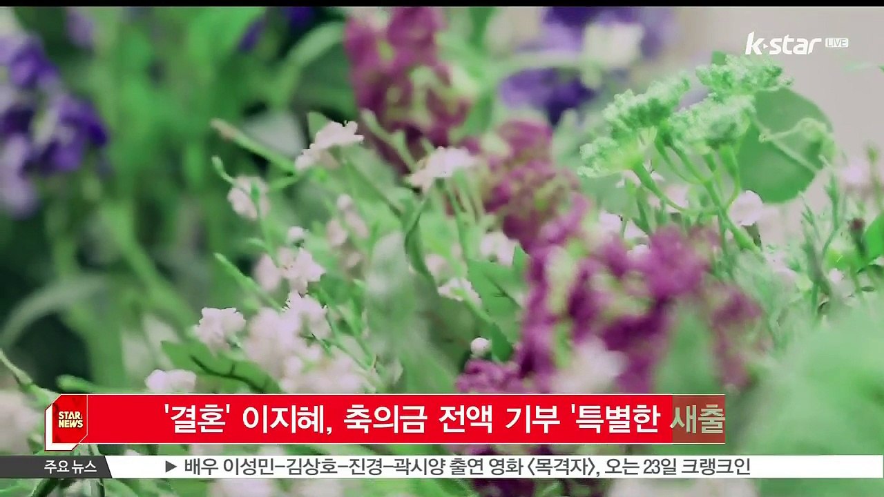 [KSTAR 생방송 스타뉴스]'결혼' 이지혜, 축의금 전액 기부 '특별한 새출발'