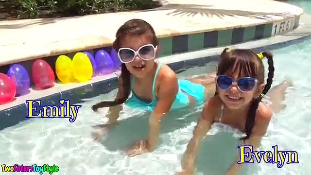 GIANT SURPRISE EGG HUNT AT THE POOL - Opening Toy Surprises - Shopkins, AJ, Squinkies, Finding Dory