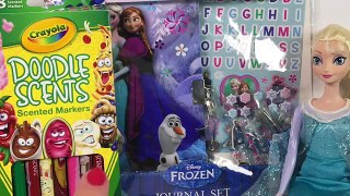 Disney Frozen Journal Set with Heart Lock - Crayola Doodle Scents Marker Challenge - Anna Elsa