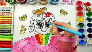 Learn to Color a Cupcake Cute Coloring Page Birthday Sweets Hand Watercolor How to Draw for Kids