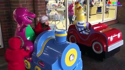 Kids Ride On Barney Bus - The Wheels on the Bus Song Minnie ToysReview