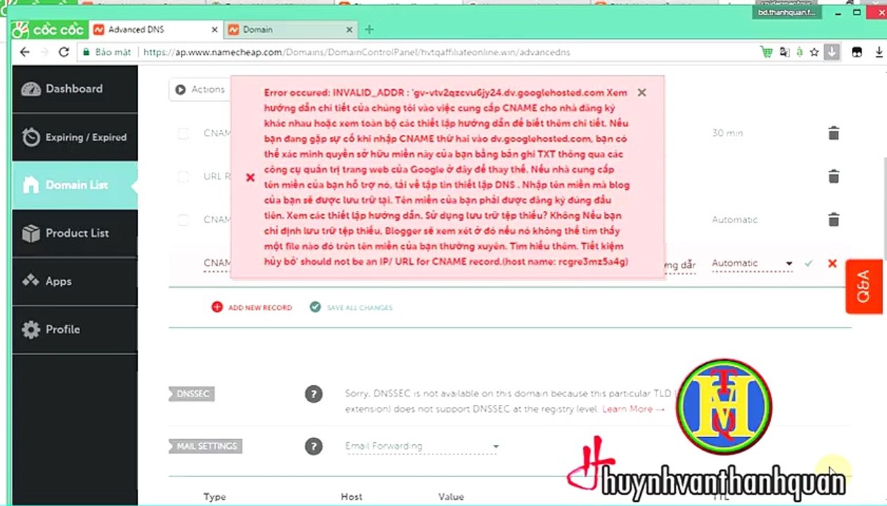 Tutorial Blogspot- Hướng dẫn trỏ tên miền -Domain- từ Namecheap ve blog hiệu quả nhất - DILYMOTION