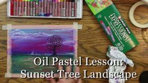 Oil Pastel Lesson - Sunset Tree Landscape