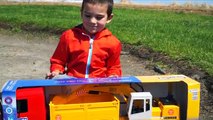 Construction Trucks for Kids: Bruder Toy UNBOXING Liebherr Excavator Digging JCB Backhoe D