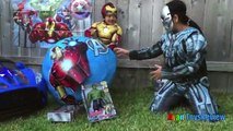 GIANT EGG SURPRISE OPENING AVENGERS Disney Marvel SuperHeroes Toys Iron Man vs Ultron Power Wheels