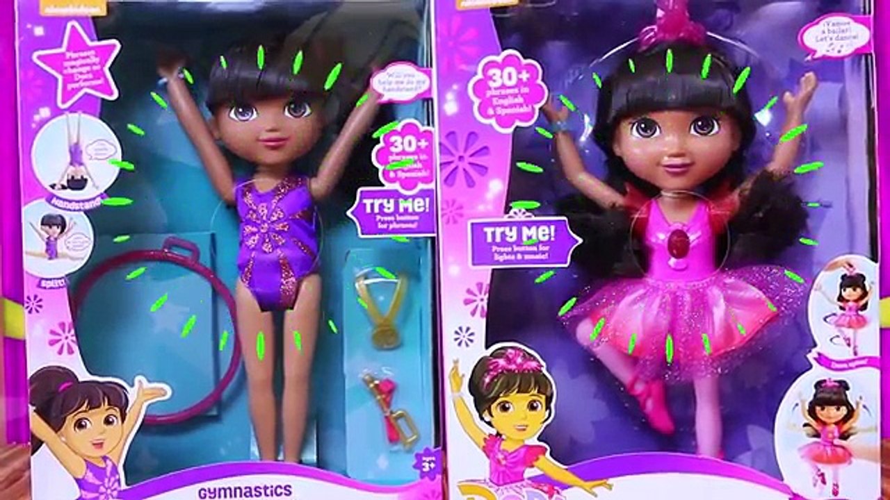 DORA THE EXPLORER Ballerina + Dora and Friends Gymnast Dolls Gymnastics