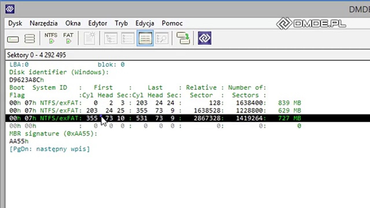 Zerowanie dysku, usuwanie, kasowanie danych w DMDE