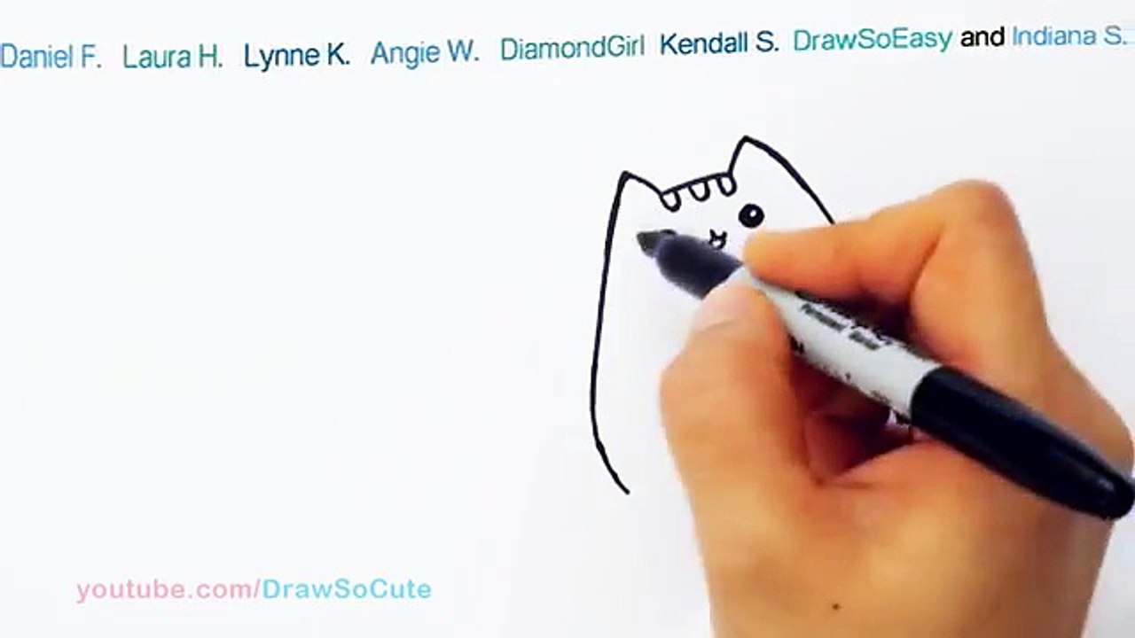 How to Draw Pusheen Cat Valentines Love Easy