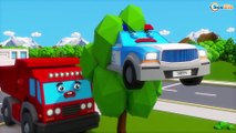 Colors for Children to Learn with Street Vehicles Jumping Police Car Little Cars & Trucks for Kids