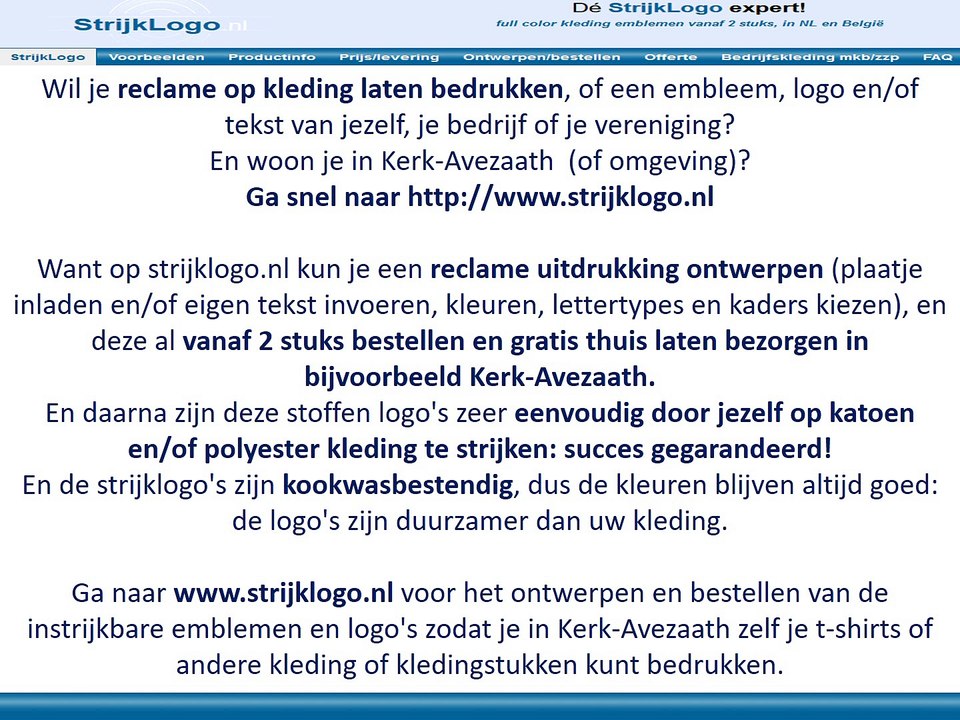 Reclame kleding bedrukken Kerk-Avezaath