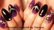 *Almond Acrylic Nails - Purple and Black Chevron*