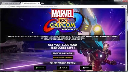 Download Marvel vs Capcom Infinite Game Redeem Code Free - Xbox One, PS4 and PC