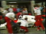 Gran Premio d'Austria 1985: Pit stop di Prost, intervista a De Cesaris, ritiri di Mansell e N. Piquet e soste di T. Fabi