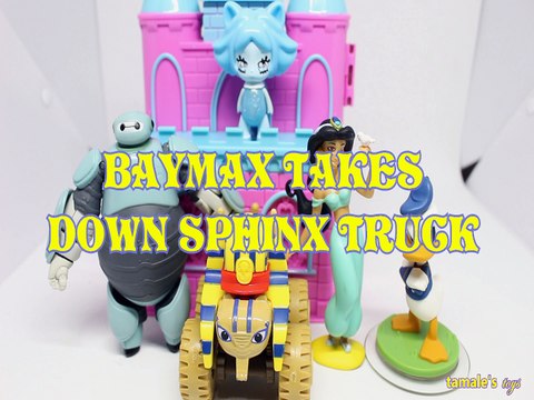 BAYMAX TAKES DOWN SPHINX TRUCK PRINCESS JASMINE DONALD DUCK TOYS PLAY BIG HERO 6 , DISNEY , PIXAR, BLAZEAND THE MONSTER