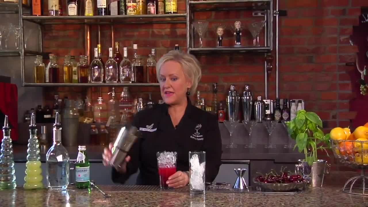 Cherry Basil Collins - Kathy Casey's Liquid Kitchen - Small Screen
