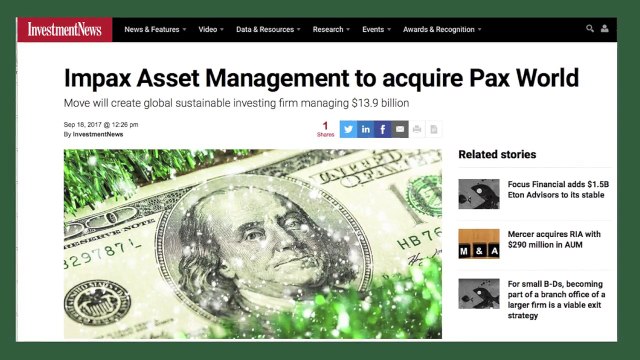 SRI Mega-Merger: Impax Asset Management Group Acquires Pax World Management - The Minute