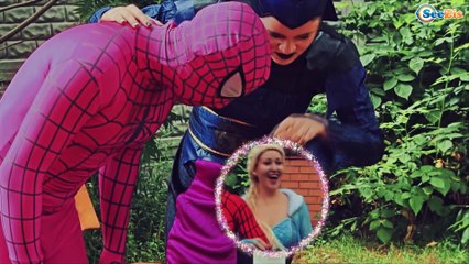 Spiderman Color prank w/ Joker, Frozen Elsa Superheroes in real life