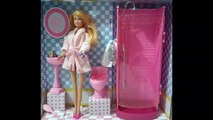 العاب بنات - باربي وغرفة الاستحمام مع دش وتواليت وحوض غسيل اليدين - Barbie doll bath with shower