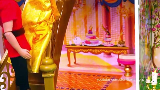 Gaston turns into a Beast to Trick Belle - Beauty and the Beast Kids Toys & Dolls & Castle Tour
