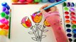 Coloring Page of a Birthday Flowers to Color with Watercolors for Children to Learn Colors