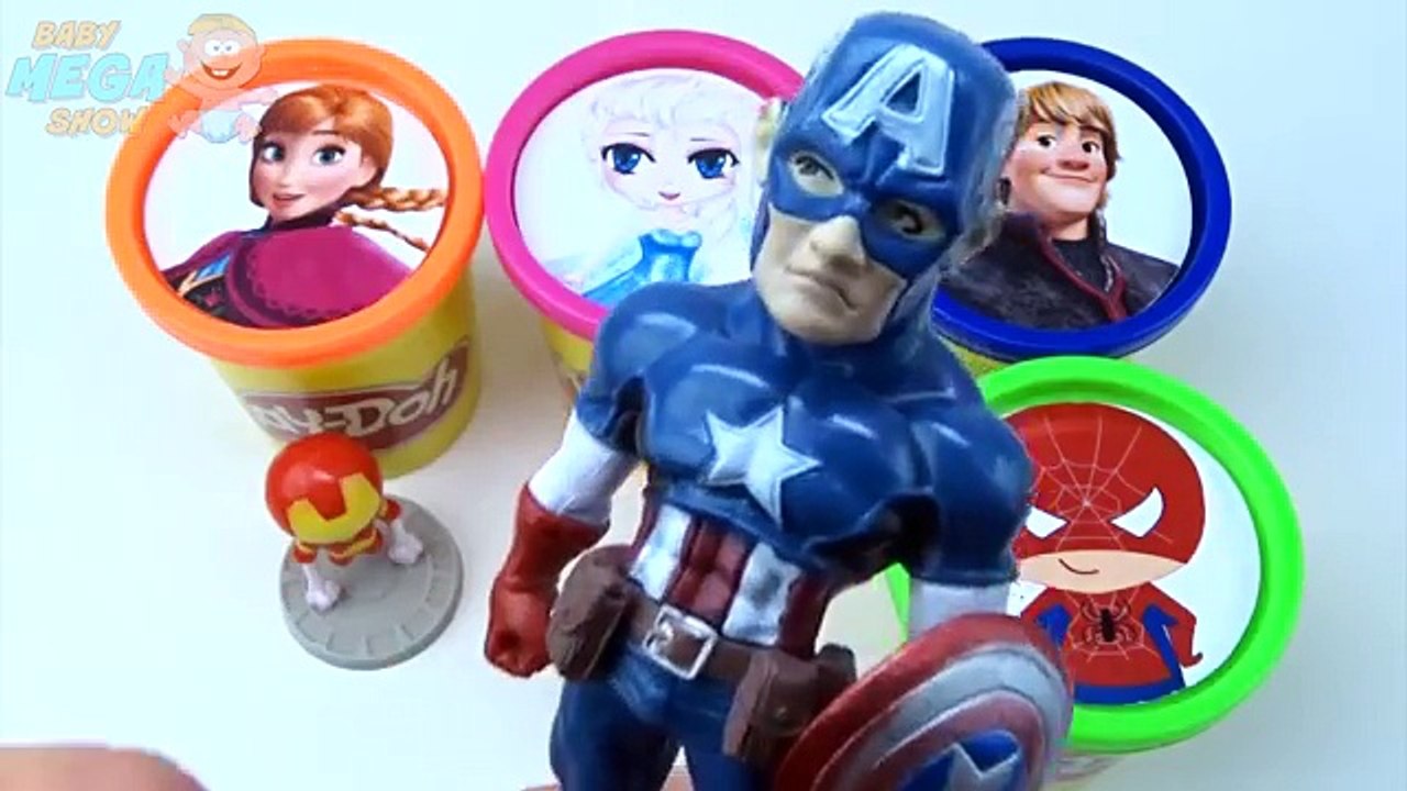 Сups Stacking Surprise Play Doh Clay Frozen Elsa Joker Superhero Spiderman Playground Lear
