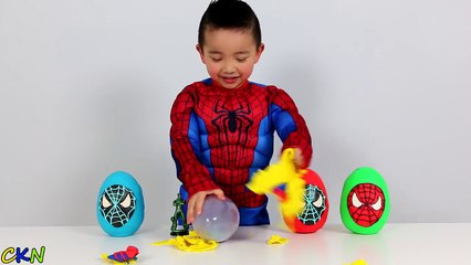 Ultimate Spiderman Play-Doh Surprise Eggs Opening Fun With Ckn Toys