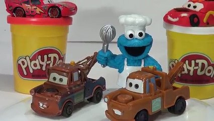 Des voitures biscuit mange letton foudre monstre Chef mcqueen playdoh disney pixar monsters