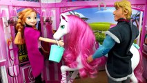 Frozen Elsa & Anna Go Horseback Riding & PicNic with Kristoff, Disney Princess Dolls & Barbie Horses