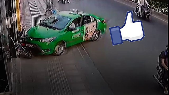 Phi xe lên vỉa hè, tài xế taxi hạ gục tên cướp tại chỗ