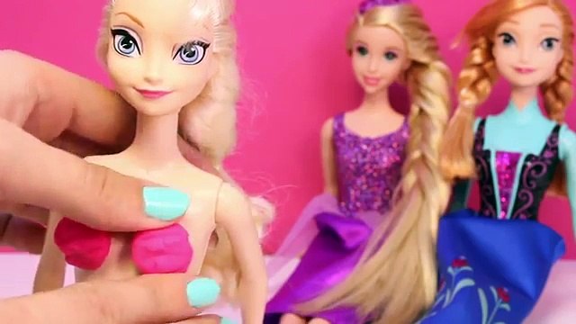 Frozen MERMAID Elsa and Anna Barbie Play Doh Dress Up Mermaids Dolls DisneyCarToys
