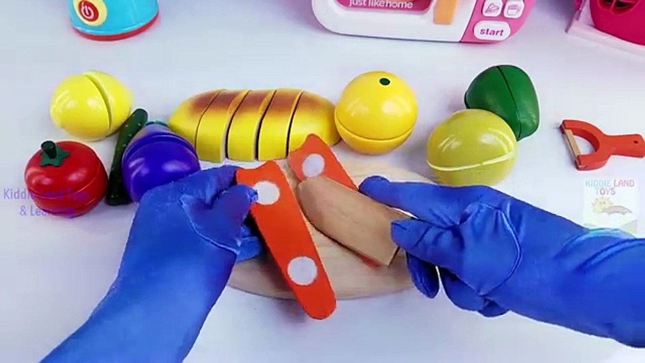 Learn Colors with Velcro and Magnetic Cutting Fruits and Vegetables Toy Playset for Kids and Toddler