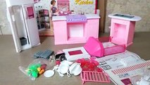 Unboxing barbie Kitchen Set by gloria - Barbie Size Dollhouse Furniture - Mini Doll Kitchen