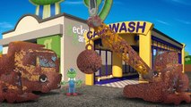 Cleaning Muddy Construction Trucks in the Car Wash with Geckos Garage | Diggers for Children