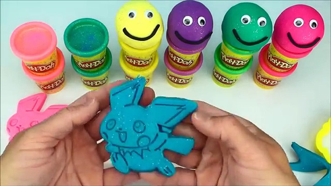 Sparkle Play Doh Smiley Faces with Pokemon Pichu ピチュー Molds Fun Creative for kids
