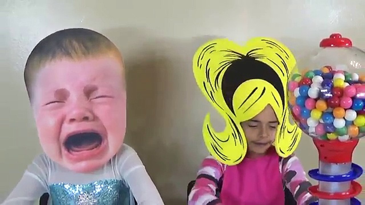 BAD BABY VS CRYING BABY Magic Gumballs Big Head Babies w/ Frozen Elsa TOYS TO SEE VIDEO