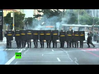 RAW: Police fire tear gas in Sao Paulo as protests continue ahead of Brazil World Cup